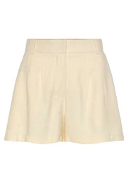 Kalhoty se sklady v pase krémová