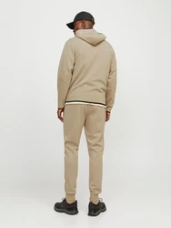JACK & JONES Sweatjacke Fusion dunkelbeige/schwarz