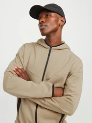 JACK & JONES Sweatjacke Fusion dunkelbeige/schwarz