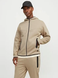 JACK & JONES Sweatjacke Fusion dunkelbeige/schwarz