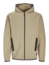 JACK & JONES Sweatjacke Fusion dunkelbeige/schwarz