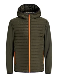 Jacke 'JJNoos' dunkelgrn / orange
