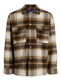 Hemd 'JORVESTERBRO' schoko / hellbraun / offwhite