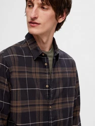 SELECTED HOMME Hemd Owen braun/schwarz/offwhite