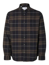SELECTED HOMME Hemd Owen braun/schwarz/offwhite