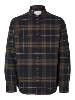 SELECTED HOMME Hemd Owen braun/schwarz/offwhite