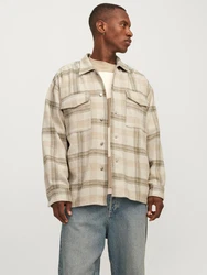JACK & JONES JORVesterbro Hemd/Jacke beige/oliv/wollwei
