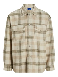 Hemd 'JORVesterbro' beige / oliv / wollwei