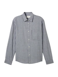 TOM TAILOR Denim Hemd Langarm  navy / offwhite