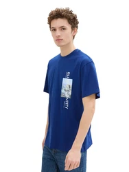 TOM TAILOR DENIM T-Shirt ultramarinblau/hellblau/weiß