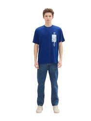 TOM TAILOR DENIM T-Shirt ultramarinblau/hellblau/weiß
