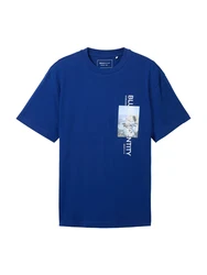 TOM TAILOR DENIM T-Shirt ultramarinblau/hellblau/weiß