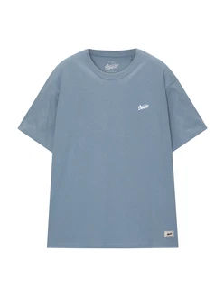 Pull&Bear T-Shirt hellblau/weiß