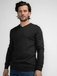 Petrol Industries Pullover 'Atka' Men Knitwear V-Ausschnitt Basic schwarz