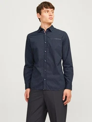 JACK & JONES Hemd Remy nachtblau/weiß