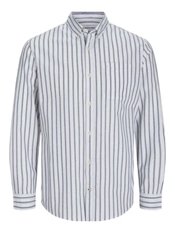 Jack & Jones Langarmhemd Oxford nachtblau/weiß