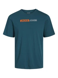 Plus T-Shirt 'JJECORP' petrol / orange / wei