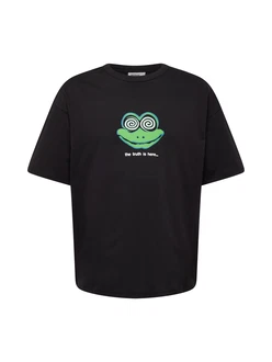 WEEKDAY T-Shirt 'Great' grün/schwarz/weiß