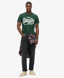 Superdry T-Shirt 'Classic' tanne/weiß