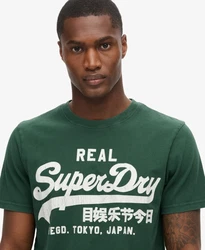 Superdry T-Shirt 'Classic' tanne/weiß