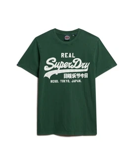 Superdry T-Shirt 'Classic' tanne/weiß Superdry T-Shirt 'Classic' tanne/weiß