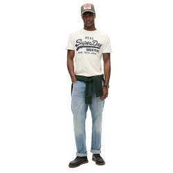 Superdry T-Shirt 'Classic' ecru/schwarz