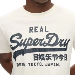 Superdry T-Shirt 'Classic' ecru/schwarz