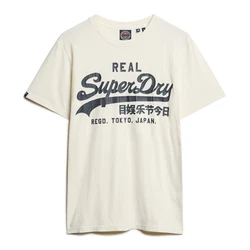 Superdry T-Shirt 'Classic' ecru/schwarz