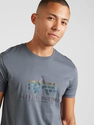 Alpha Industries T-Shirt Basic T Rainbow Reflective dunkelgrau/grn/lila/orange