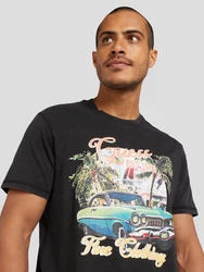 GUESS T-Shirt 'SUMMER CAR' türkis/grün/schwarz/weiß