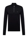 Calvin Klein Stehkragenpullover Cotton Silk Blend Quarter Zip schwarz