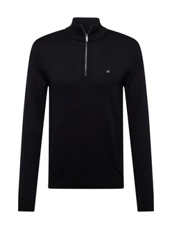 Calvin Klein Stehkragenpullover Cotton Silk Blend Quarter Zip