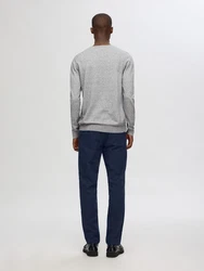 SELECTED HOMME Rundhalspullover Berg graumeliert