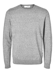 SELECTED HOMME Rundhalspullover Berg graumeliert