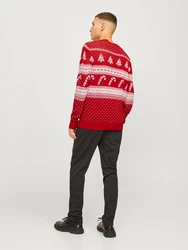 JACK & JONES Pullover JJXmas Gabriel rubinrot/weiß