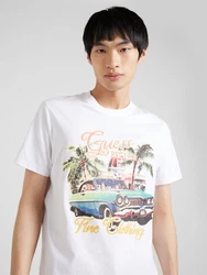 GUESS T-Shirt 'SUMMER CAR' trkis/gelb/schwarz/wei