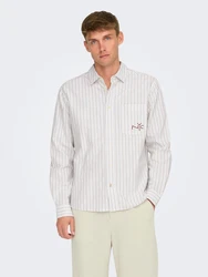 Only & Sons Hemd 'ONSDrake' cappuccino/dunkelrot/naturweiß