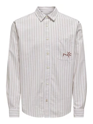 Only & Sons Hemd 'ONSDrake' cappuccino/dunkelrot/naturweiß