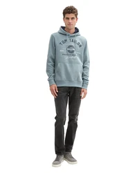 TOM TAILOR Sweatshirt Hoodie mit Print (1043292) nachtblau/mint/weiß