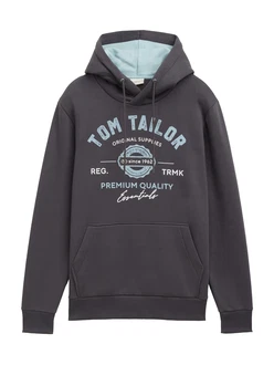 TOM TAILOR Sweatshirt Hoodie mit Print (1043292) hellblau/dunkelgrau/weiß
