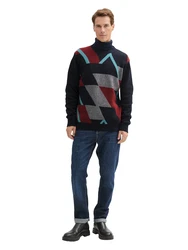 TOM TAILOR Pullover Rollkragenpullover navy/hellblau/rostrot/wei