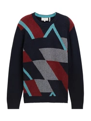 TOM TAILOR Pullover Rollkragenpullover navy/hellblau/rostrot/wei