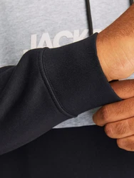 Jack & Jones Plus Sweatshirt JJELEGACY graumeliert/schwarz/wei