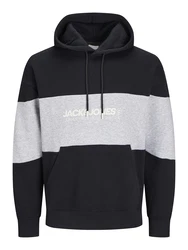 Jack & Jones Plus Sweatshirt JJELEGACY graumeliert/schwarz/wei