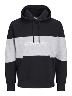 Jack & Jones Plus Sweatshirt JJELEGACY graumeliert/schwarz/wei
