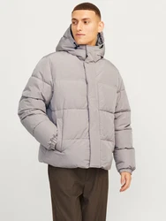 Jack & Jones Herren Winterjacke JjeBradley Puffer mit Kapuze grau