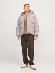Jack & Jones Herren Winterjacke JjeBradley Puffer mit Kapuze grau