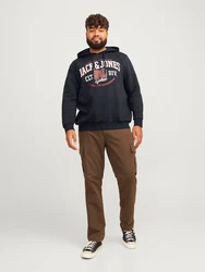 Jack & Jones Plus Sweatshirt JJELOGO SWEAT HOOD 2 COL 24/25 NOOS PLS marine/rostrot/wei