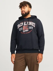 Jack & Jones Plus Sweatshirt JJELOGO SWEAT HOOD 2 COL 24/25 NOOS PLS marine/rostrot/wei