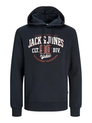 Jack & Jones Plus Sweatshirt JJELOGO SWEAT HOOD 2 COL 24/25 NOOS PLS marine/rostrot/wei